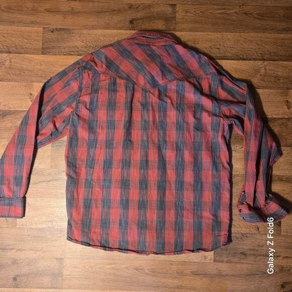 Moon shine red and black button down long sleeve size large - Picture 2 of 8